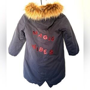 New ZARA Kids Winter Girl Jacket With Removable Fur Hood